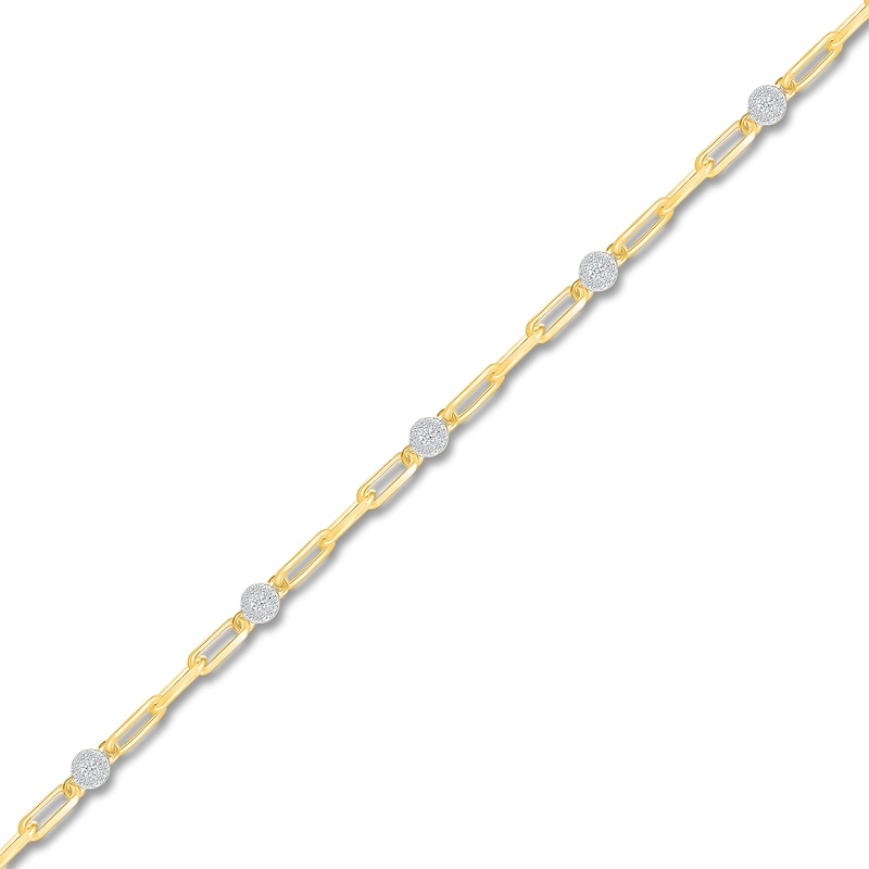 Main Image 2 of Multi-Diamond Station Paperclip Chain Bracelet 1/3 ct tw 10K Yellow Gold 7.5"
