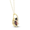 Thumbnail Image 2 of Pear-Shaped Natural Garnet & Diamond Crossover Necklace 1/15 ct tw 14K Yellow Gold