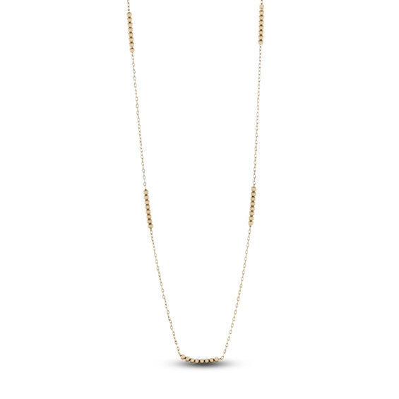 Italia D'Oro Bead Station Necklace 14K Yellow Gold 18"