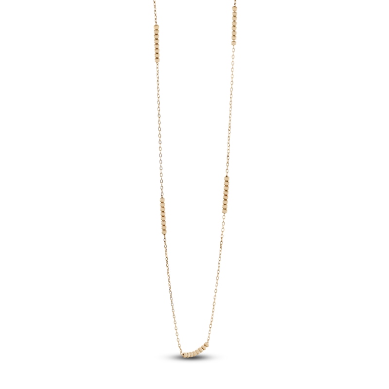 Main Image 2 of Italia D'Oro Bead Station Necklace 14K Yellow Gold 18"