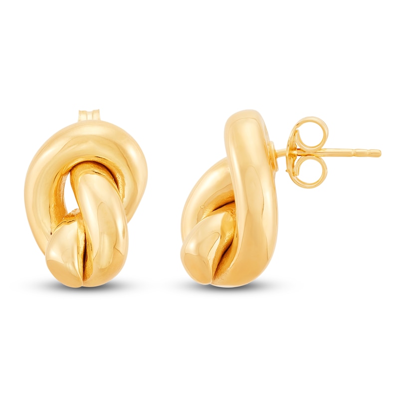 Main Image 3 of Polished Love Knot Stud Earrings 14K Yellow Gold