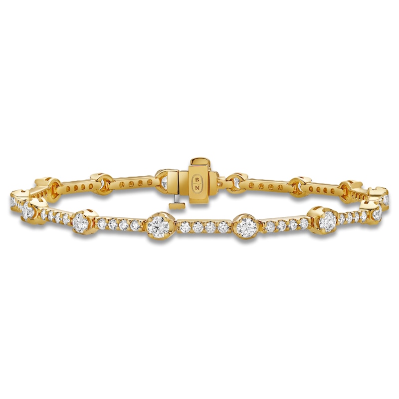 Main Image 1 of Blue Nile X Jared Diamond Station Tennis Bracelet 3 ct tw 14K Yellow Gold 7"