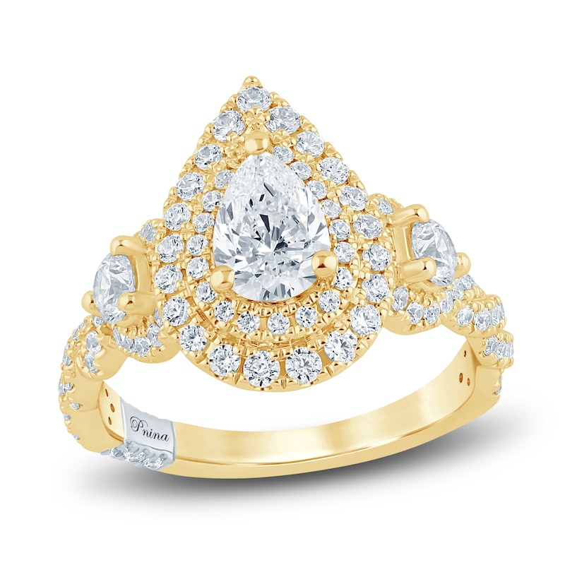 Main Image 1 of Previously Owned Pnina Tornai Pear & Round-Cut Diamond Engagement Ring 1-5/8 ct tw 14K Yellow Gold