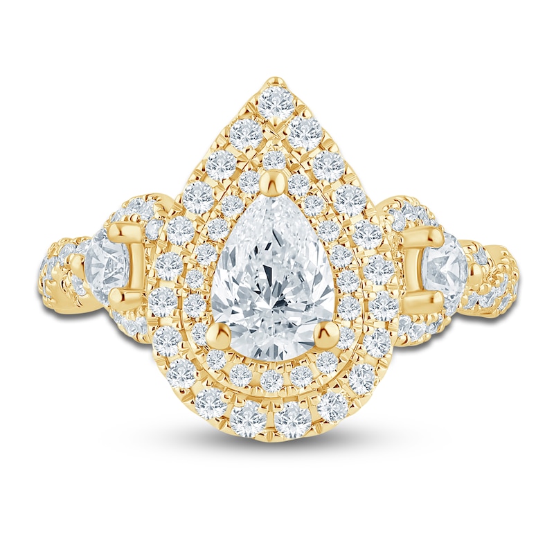 Main Image 3 of Previously Owned Pnina Tornai Pear & Round-Cut Diamond Engagement Ring 1-5/8 ct tw 14K Yellow Gold