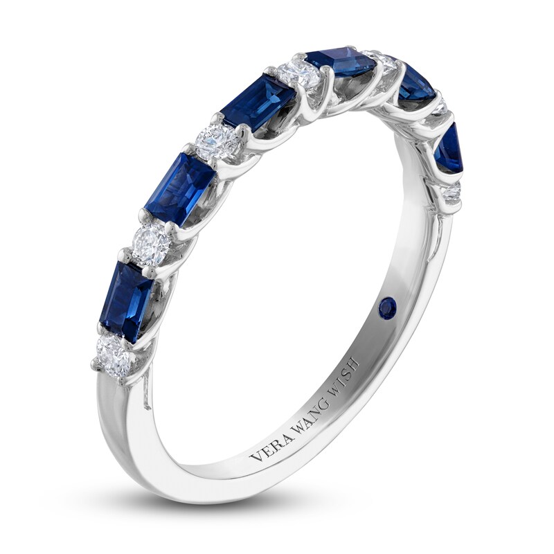 Main Image 2 of Previously Owned Vera Wang WISH Diamond & Blue Sapphire Ring 1/5 ct tw Round 14K White Gold