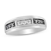 Thumbnail Image 1 of Previously Owned Men's Black & White Diamond Anniversary Band 1/2 ct tw Round 14K White Gold