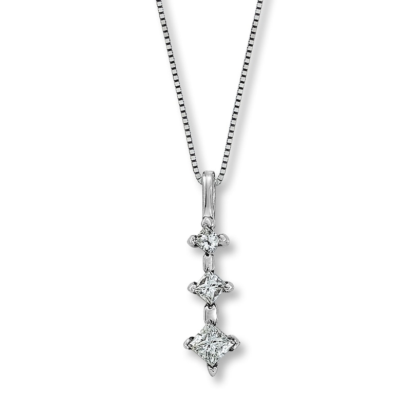 Main Image 1 of Previously Owned Diamond Necklace 1/3 ct tw Princess-cut 14K White Gold