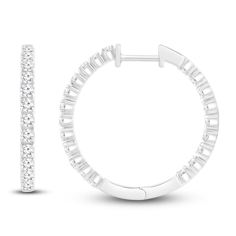 Main Image 1 of Previously Owned Diamond Hoop Earrings 1 ct tw 14K White Gold