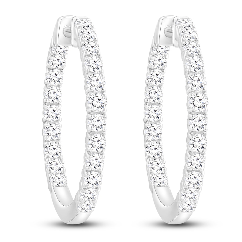 Main Image 2 of Previously Owned Diamond Hoop Earrings 1 ct tw 14K White Gold