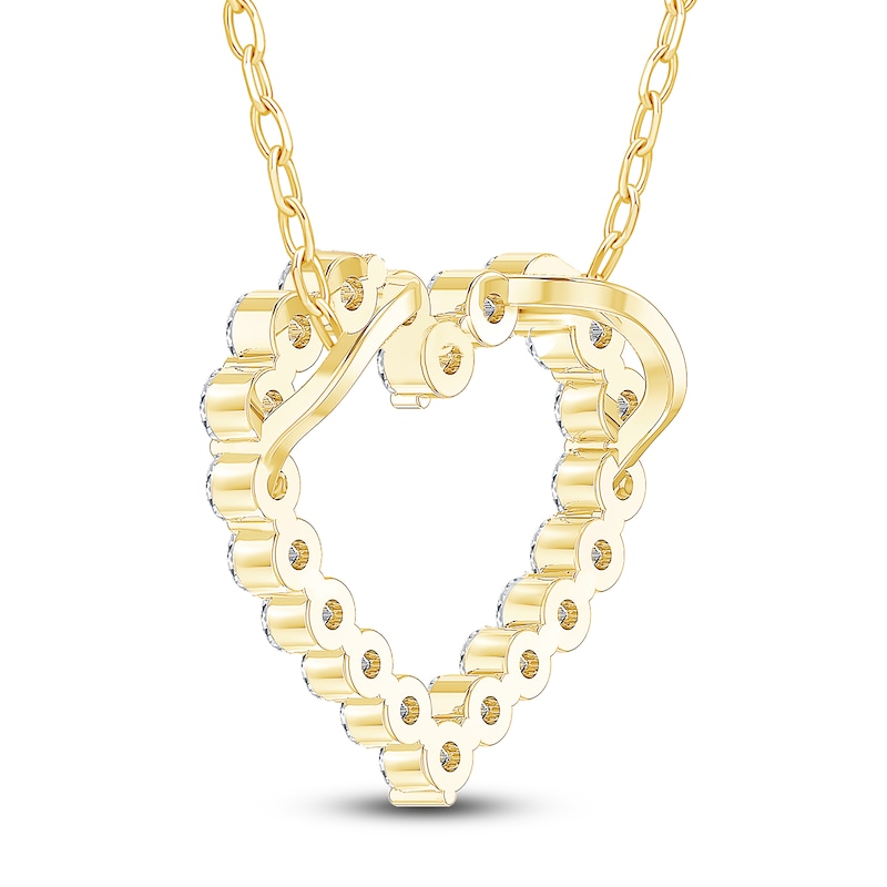 Main Image 4 of Previously Owned Diamond Heart Pendant Necklace 1/2 ct tw 10K Yellow Gold 18"