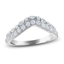 Previously Owned Diamond Contour Wedding Band 3/4 ct tw Marquise/Round 18K White Gold