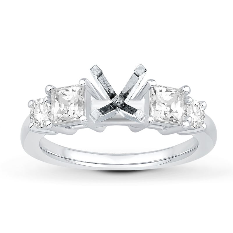 Main Image 1 of Previously Owned Diamond Engagement Ring Setting 1 ct tw Princess/Round 18K White Gold