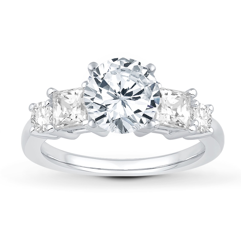 Main Image 3 of Previously Owned Diamond Engagement Ring Setting 1 ct tw Princess/Round 18K White Gold
