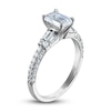 Thumbnail Image 2 of Previously Owned Certified Diamond Engagement Ring 1-1/2 ct tw Emerald/Round /Baguette 14K White Gold