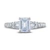 Thumbnail Image 3 of Previously Owned Certified Diamond Engagement Ring 1-1/2 ct tw Emerald/Round /Baguette 14K White Gold