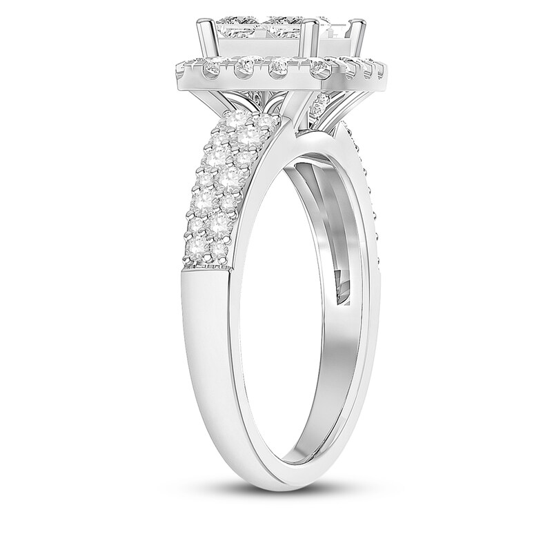 Main Image 2 of Previously Owned Diamond Engagement Ring 1-1/2 ct tw Round/Princess 14K White Gold