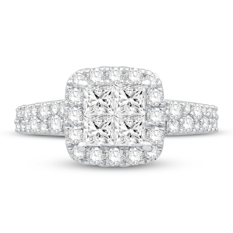 Main Image 3 of Previously Owned Diamond Engagement Ring 1-1/2 ct tw Round/Princess 14K White Gold