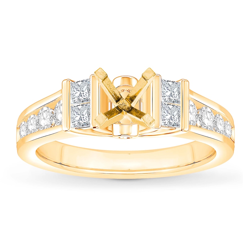 Main Image 1 of Previously Owned Diamond Engagement Ring Setting 7/8 ct tw Princess 14K Yellow Gold