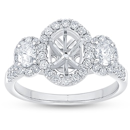 Previously Owned Diamond Engagement Ring Setting 7/8 ct tw Round/Oval 18K White Gold