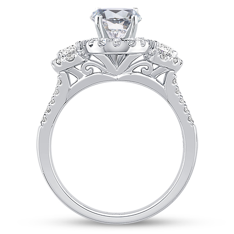 Main Image 2 of Previously Owned Diamond Engagement Ring Setting 7/8 ct tw Round/Oval 18K White Gold