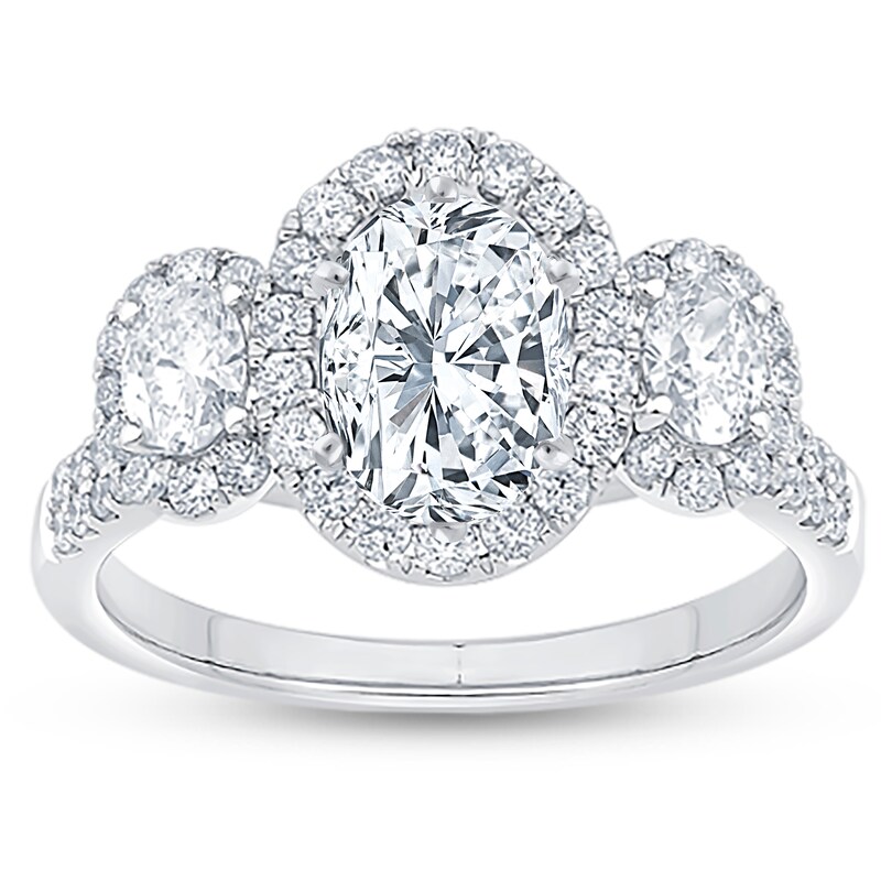 Main Image 3 of Previously Owned Diamond Engagement Ring Setting 7/8 ct tw Round/Oval 18K White Gold