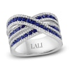 Thumbnail Image 1 of Previously Owned LALI Jewels Natural Blue Sapphire & Diamond Ring 5/8 ct tw Round 14K White Gold