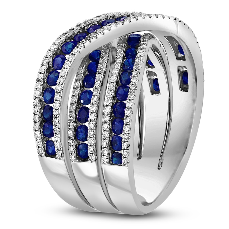 Main Image 2 of Previously Owned LALI Jewels Natural Blue Sapphire & Diamond Ring 5/8 ct tw Round 14K White Gold