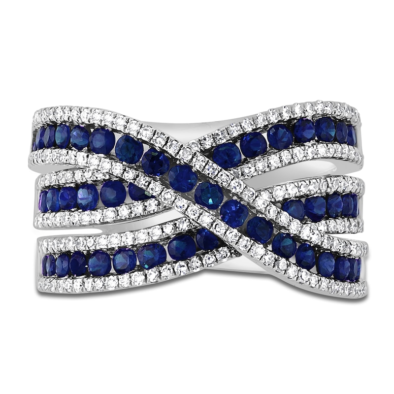 Main Image 3 of Previously Owned LALI Jewels Natural Blue Sapphire & Diamond Ring 5/8 ct tw Round 14K White Gold