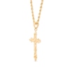 Thumbnail Image 2 of Previously Owned Men's Crucifix Rope Chain 10K Yellow Gold 22"