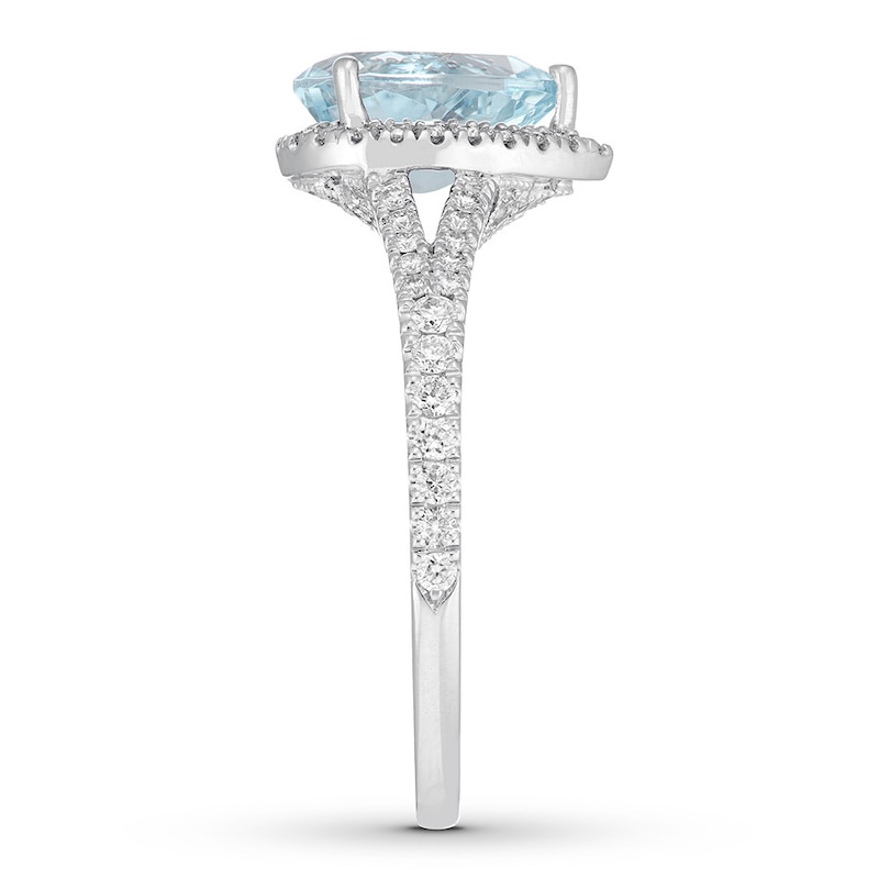 Main Image 3 of Previously Owned Neil Lane Aquamarine Engagement Ring 1/2 ct tw Diamonds 14K Gold