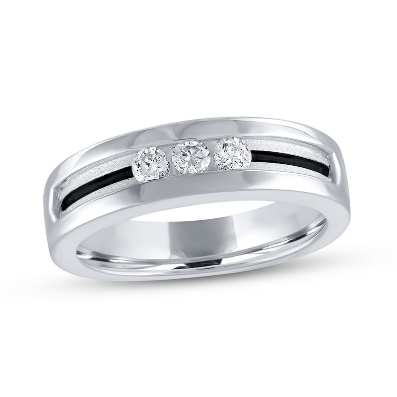 Main Image 1 of Previously Owned Men's Wedding Band 1/3 ct tw Diamonds 10K White Gold