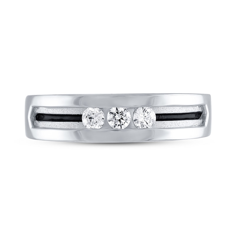 Main Image 3 of Previously Owned Men's Wedding Band 1/3 ct tw Diamonds 10K White Gold