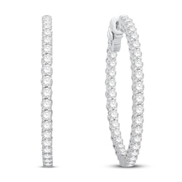 Previously Owned Diamond Hoop Earrings 4 ct tw Round 14K White Gold