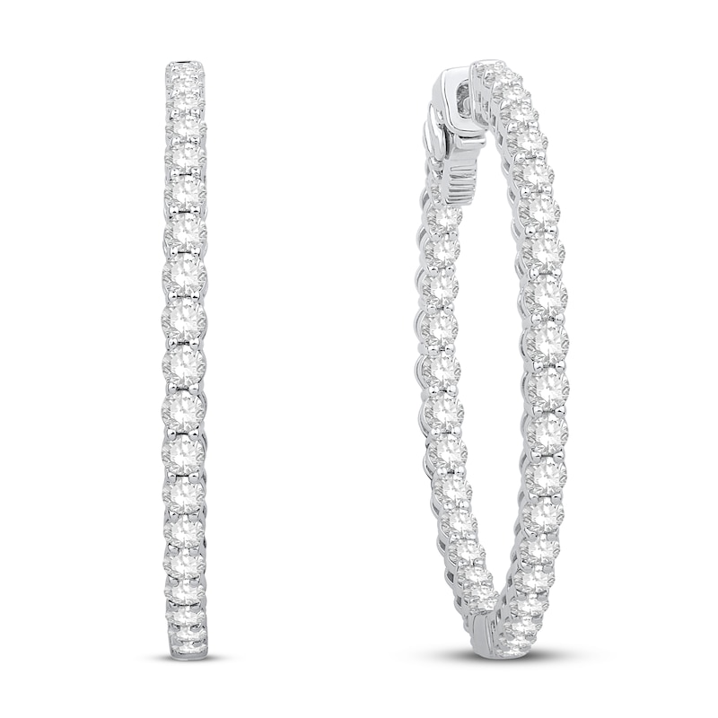 Main Image 1 of Previously Owned Diamond Hoop Earrings 4 ct tw Round 14K White Gold