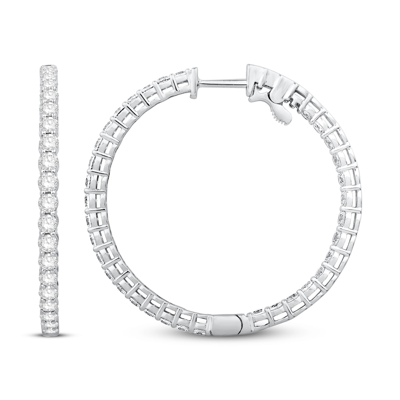 Main Image 2 of Previously Owned Diamond Hoop Earrings 4 ct tw Round 14K White Gold