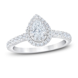 Previously Owned Royal Asscher Diamond Engagement Ring 1 ct tw Pear-shaped/Round 14K White Gold