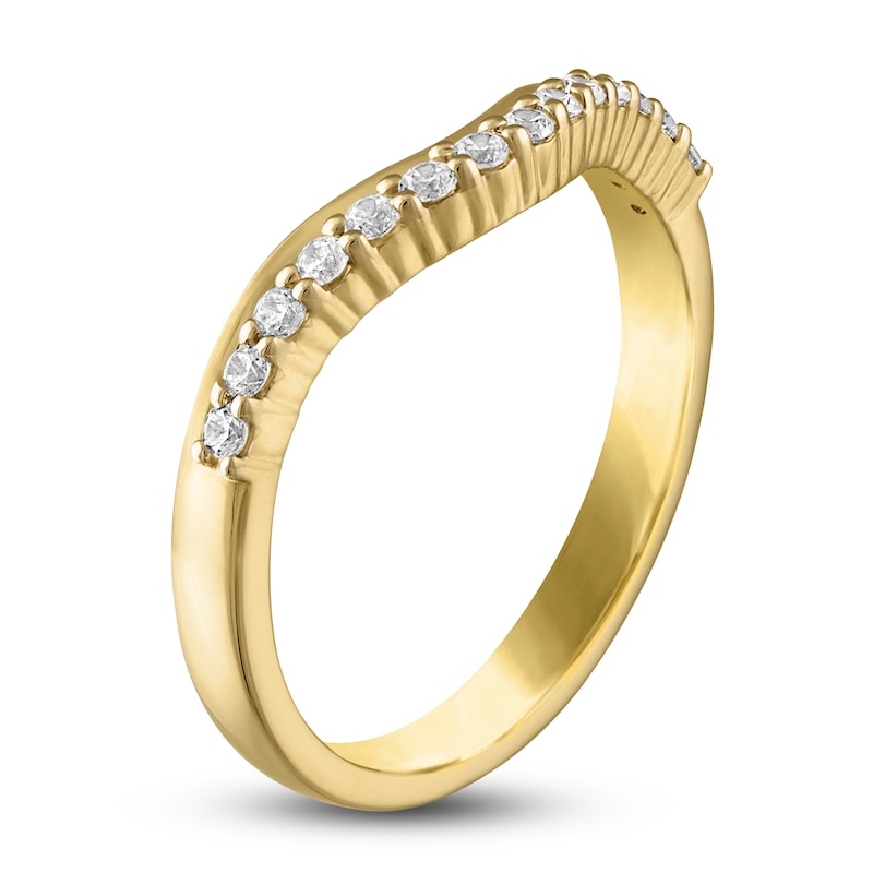 Main Image 2 of Previously Owned High-Polish Diamond Contour Wedding Band 1/5 ct tw 14K Yellow Gold