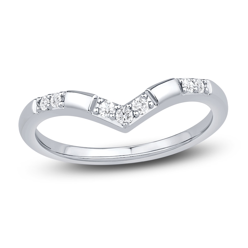 Main Image 1 of Previously Owned Diamond Chevron Anniversary Ring 1/10 ct tw 14K White Gold