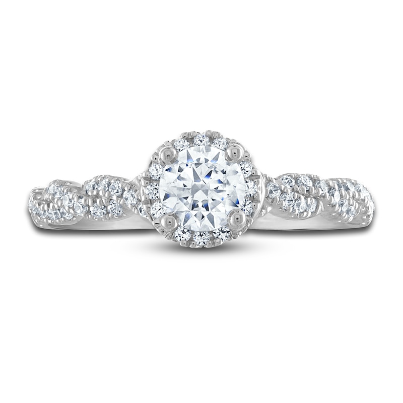 Main Image 3 of Previously Owned Vera Wang WISH Diamond Engagement Ring 3/4 ct tw Round 14K White Gold