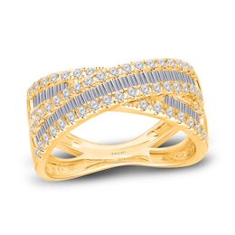Previously Owned Kallati Diamond Ring 3/4 ct tw Round/Baguette 14K Yellow Gold