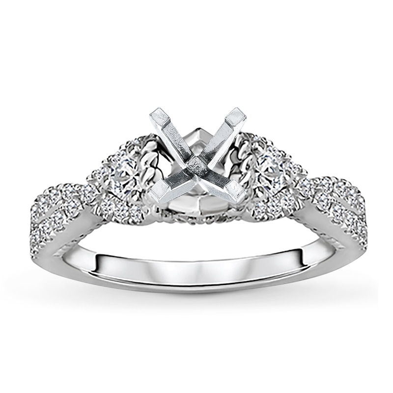 Main Image 1 of Previously Owned Diamond Engagement Ring Setting 1/2 ct tw Round 14K White Gold
