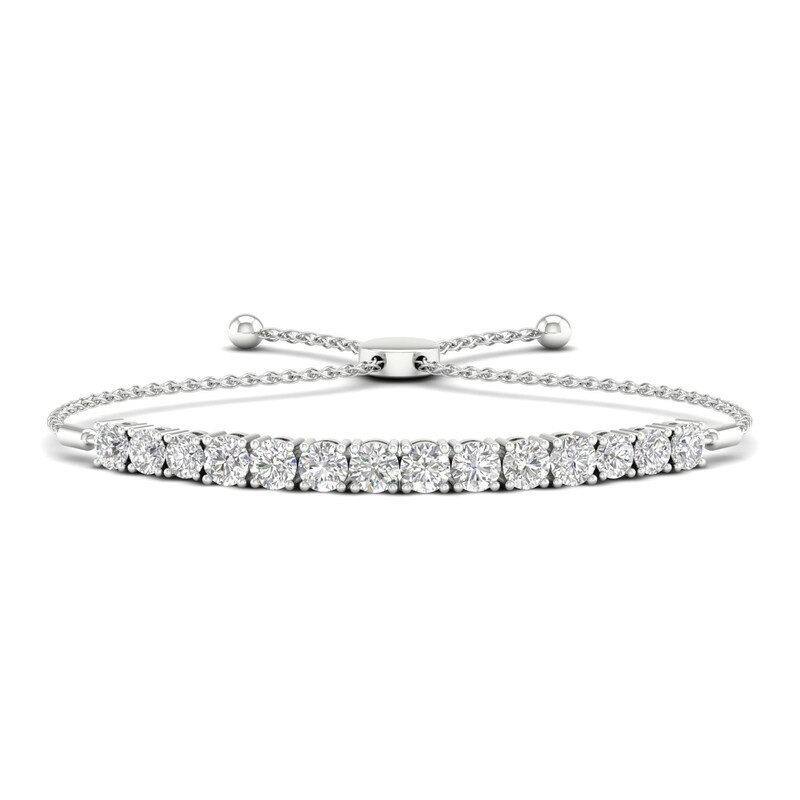 Main Image 1 of Previously Owned Lab-Grown Diamond Bolo Bracelet 5 ct tw Round 14K White Gold