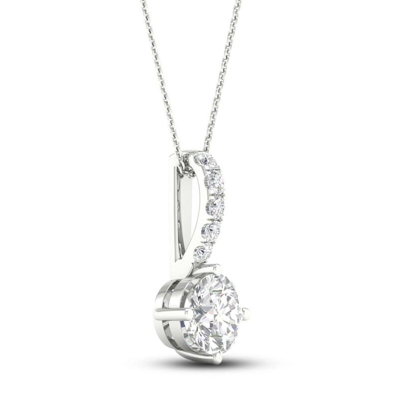 Main Image 2 of Previously Owned Lab-Grown Diamond Necklace 1 ct tw Round 14K White Gold