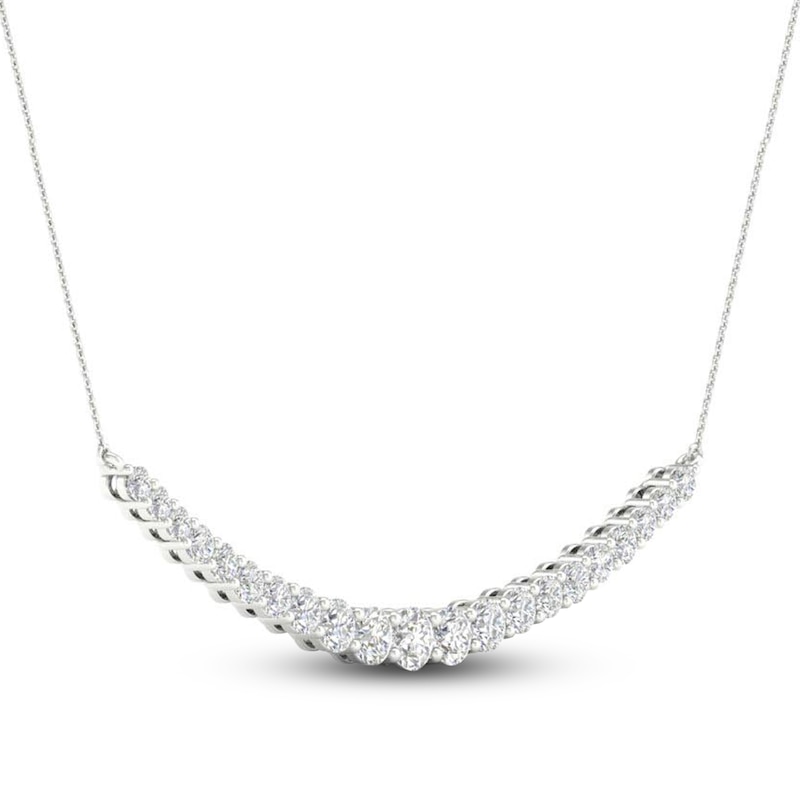 Main Image 2 of Previously Owned Lab-Grown Diamond Necklace 2 ct tw Round 14K White Gold