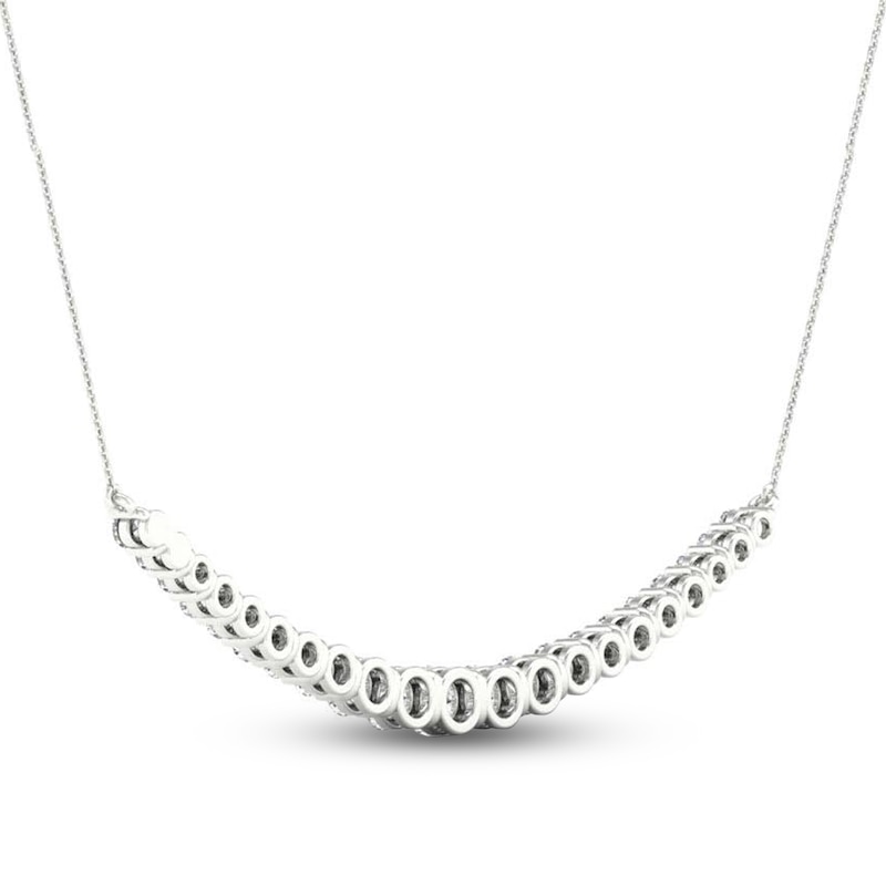 Main Image 3 of Previously Owned Lab-Grown Diamond Necklace 2 ct tw Round 14K White Gold