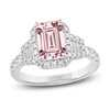 Thumbnail Image 1 of Previously Owned Radiant-Cut Pink & White Lab-Created Diamond Engagement Ring 2-3/4 ct tw 14K White Gold