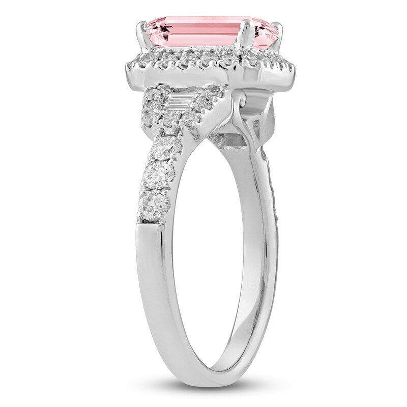 Main Image 2 of Previously Owned Radiant-Cut Pink & White Lab-Created Diamond Engagement Ring 2-3/4 ct tw 14K White Gold