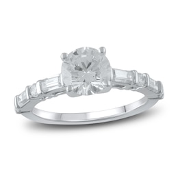 Previously Owned Lab-Grown Diamond Engagement Ring 2 ct tw Round/Emerald 14K White Gold