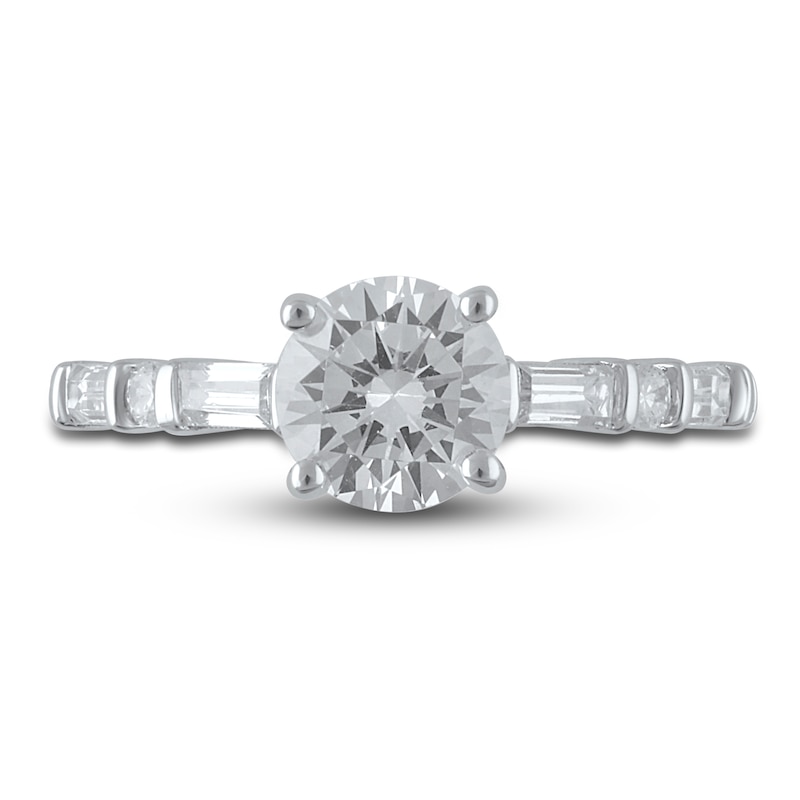 Main Image 3 of Previously Owned Lab-Grown Diamond Engagement Ring 2 ct tw Round/Emerald 14K White Gold