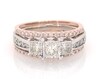 Thumbnail Image 1 of Previously Owned Princess-Cut Diamond Three-Stone Bridal Set 1-1/5 ct tw 14K Two-Tone Gold Size 8